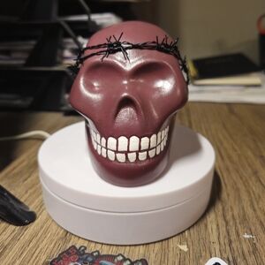 Decorative Skull Accent in Maroon and Black